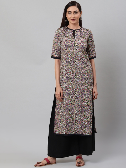 

I AM FOR YOU Women Multicoloured Floral Printed A-Line Kurta, Multi