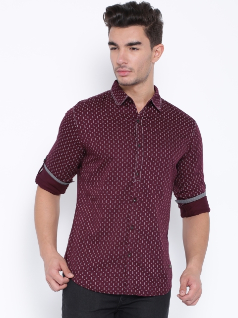 

SPYKAR Maroon Printed Casual Shirt