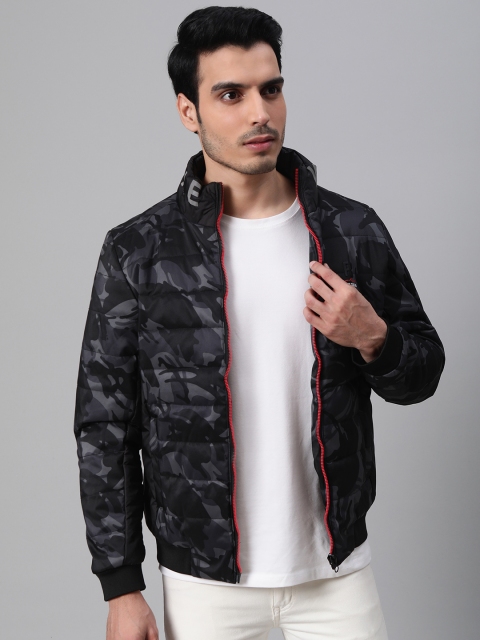 

Fort Collins Men Black Camouflage Printed Lightweight Bomber Jacket