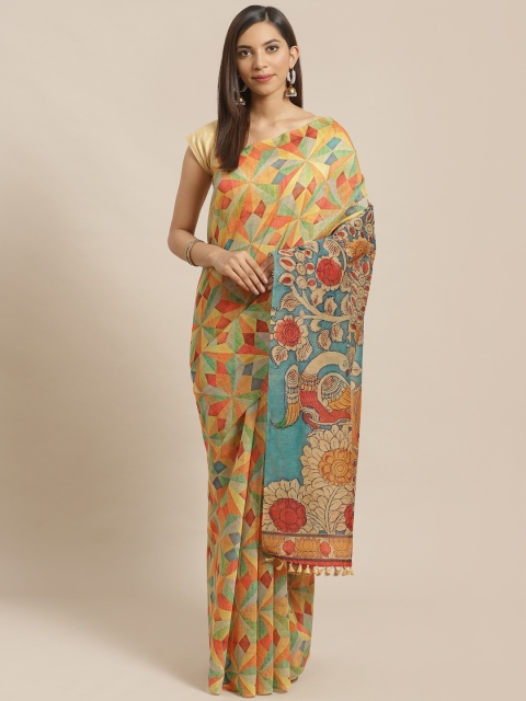 

Rajnandini Multicoloured Kalamkari Print Chanderi Saree, Multi