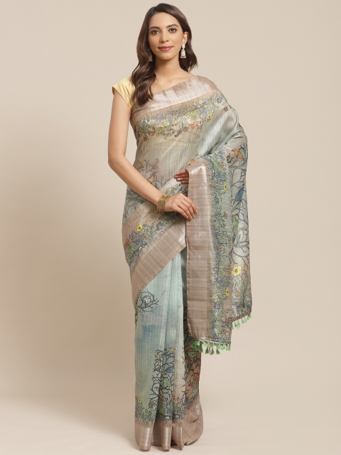 

Rajnandini Green & Beige Kalamkari Print Saree