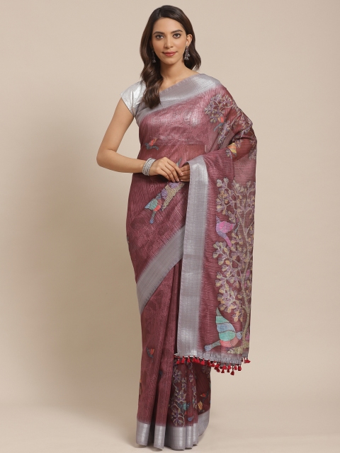 

Rajnandini Maroon & Purple Kalamkari Printed Saree