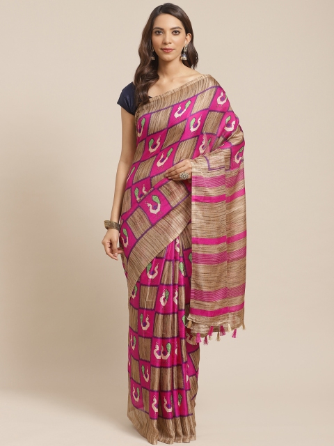 

Rajnandini Pink & Beige Printed Saree