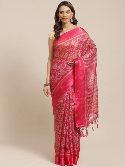 

Rajnandini Pink & Beige Printed Kota Saree