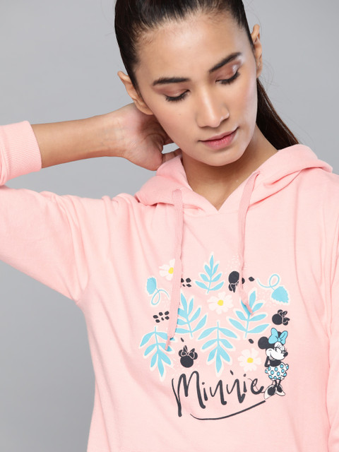 

Minions by Kook N Keech Women Peach-Coloured & Blue Printed Hooded Sweatshirt