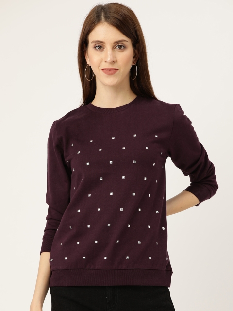 

Sera Women Burgundy Embellished Sweatshirt