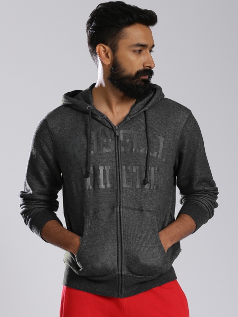 

Russell Athletic Charcoal Grey Printed Hooded Sweatshirt