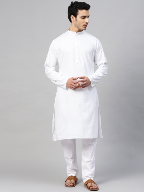 

MANQ Men White Solid Kurta with Pyjamas