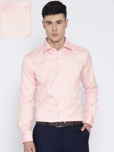 

Raymond Men Peach-Coloured Contemporary Fit Self-Design Formal Shirt