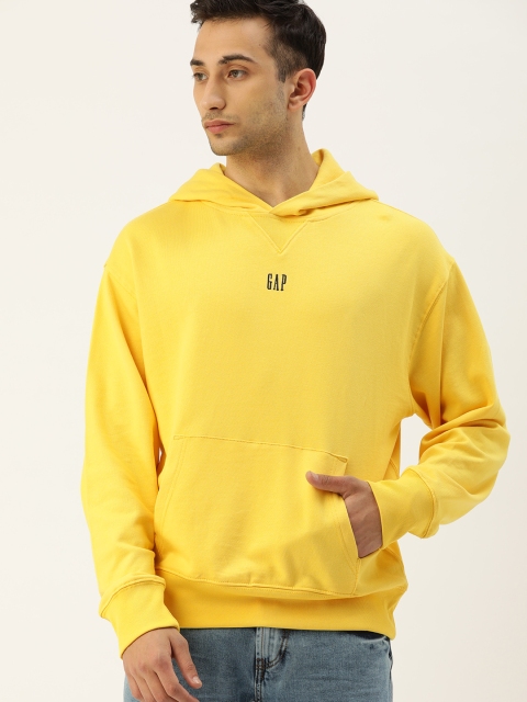 

GAP Men Yellow Solid Hooded Sweatshirt