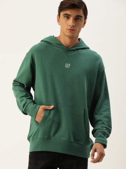 

GAP Men Green Solid Hooded Sweatshirt