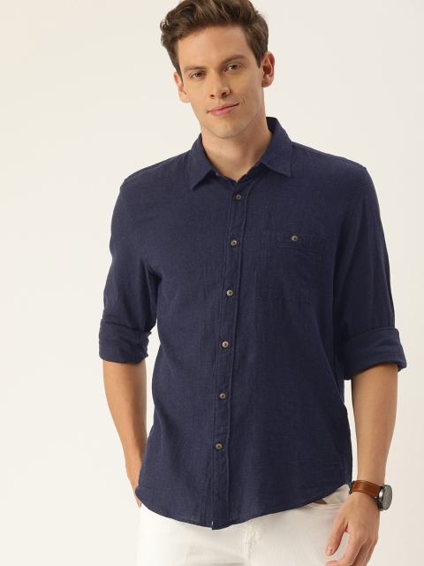 

GAP Men Navy Blue Untucked Fit Solid Casual Shirt