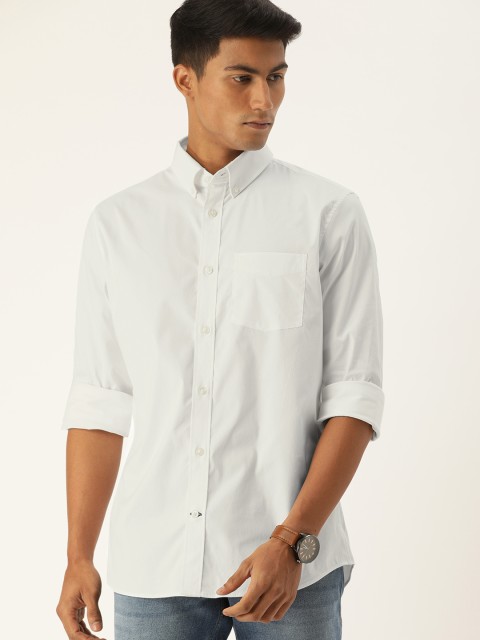 

GAP Men White Standard Fit Solid Longline Casual Shirt