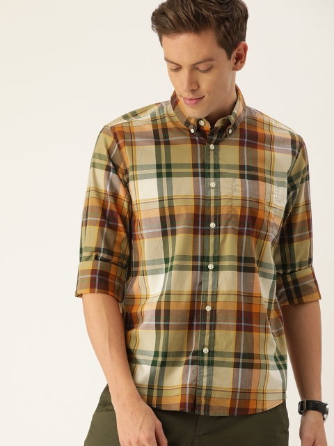 

GAP Men Green & Brown Untucked Fit Checked Casual Shirt
