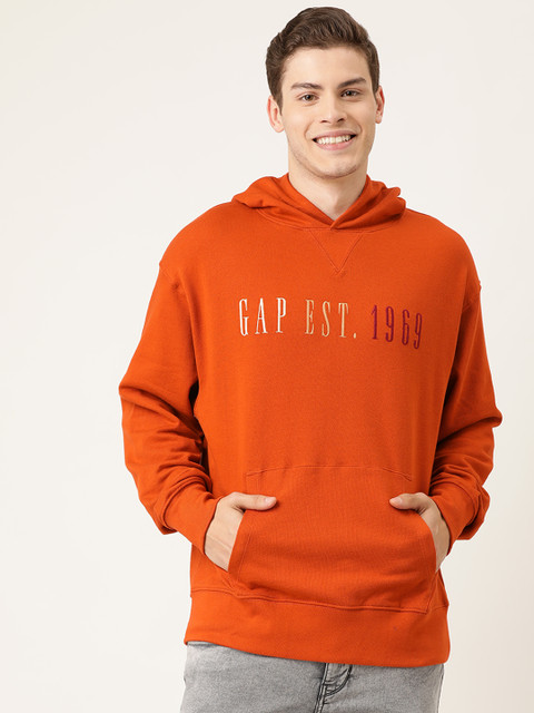 

GAP Men Brown Printed Hooded Sweatshirt