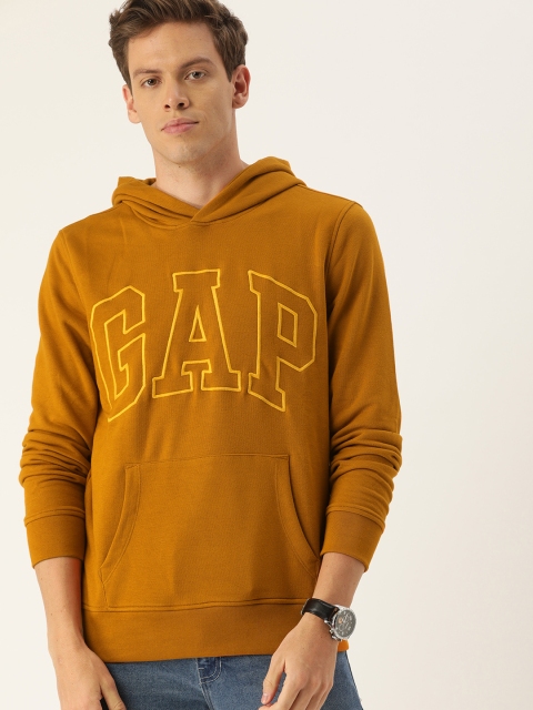 

GAP Men Mustard Printed Hooded Sweatshirt