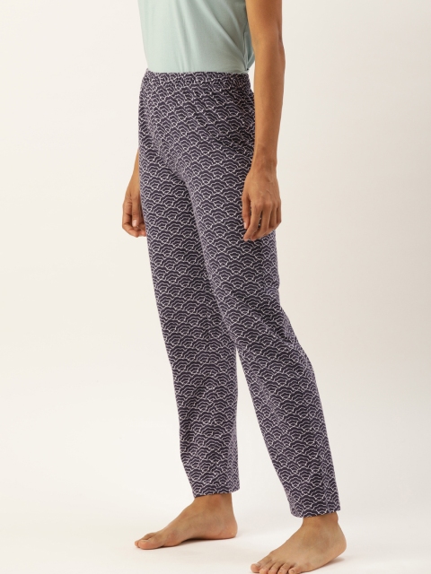 

Slumber Jill Women Navy Blue & White Printed Lounge Pants