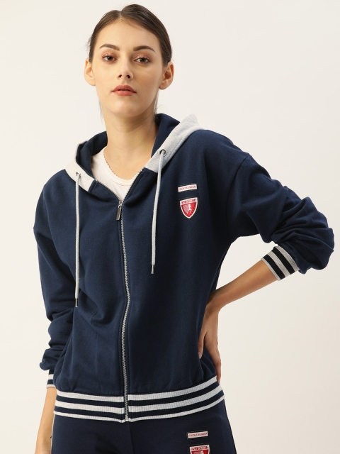 

Slumber Jill Women Navy Blue Solid Hooded Sweatshirt