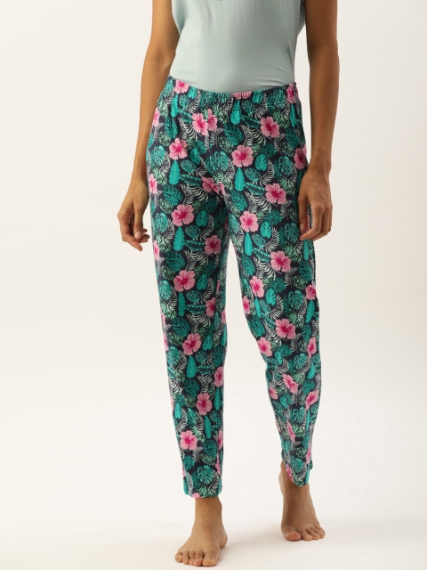 

Slumber Jill Women Navy Blue & Pink Floral Printed Lounge Pants