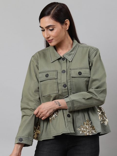 

I AM FOR YOU Women Olive Green Tailored Jacket