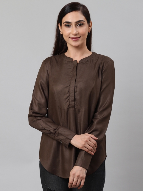 

I AM FOR YOU Women Coffee Brown Solid High-Low Top