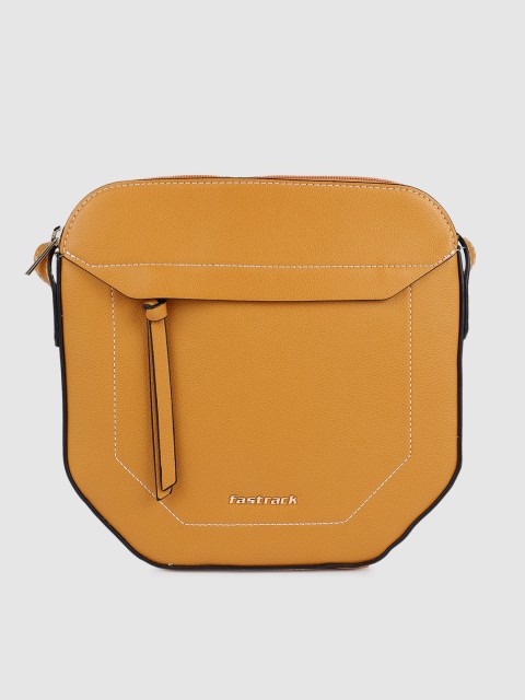 

Fastrack Mustard Yellow Solid Bullshot Sling Bag
