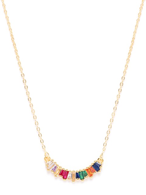 

DIVA WALK EXCLUSIVE Women Mulricoloured Gold-Plated CZ Studded Handcrafted Necklace, Multi