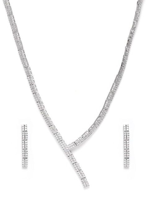 

SASSAFRAS Silver-Plated CZ Studded Jewellery Set