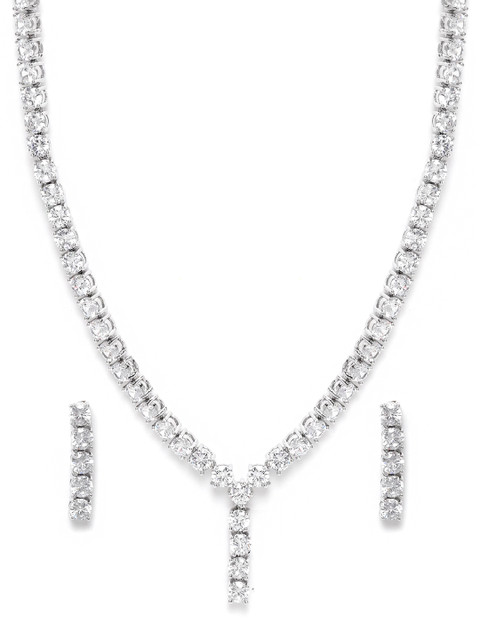 

SASSAFRAS Silver-Plated CZ Studded Jewellery Set