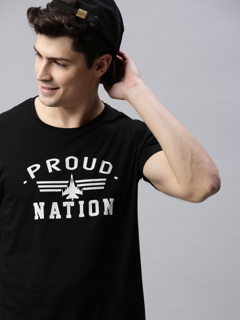 

HERE&NOW Men Black Printed Round Neck T-shirt