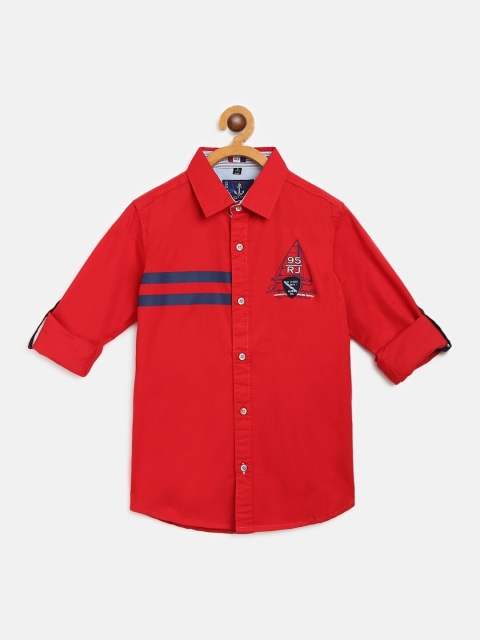 

RUFF Boys Red Solid Slim Fit Shirt
