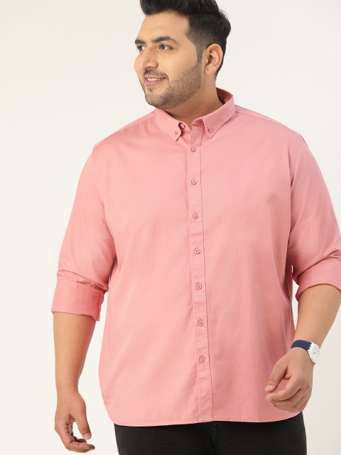 

Sztori Men Plus Size Pink Solid Regular Fit Pure Cotton Casual Shirt