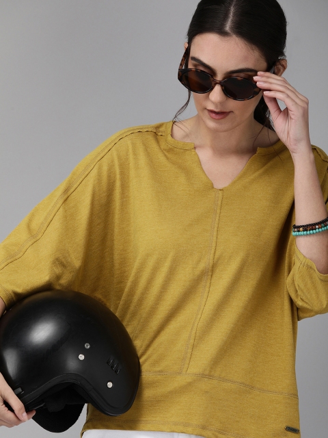 

Roadster Women Mustard Yellow Solid Top