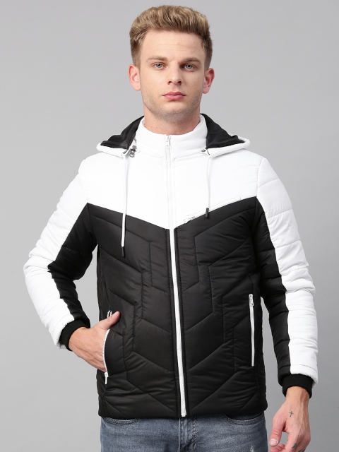 

Fort Collins Men Black & White Solid Padded Jacket