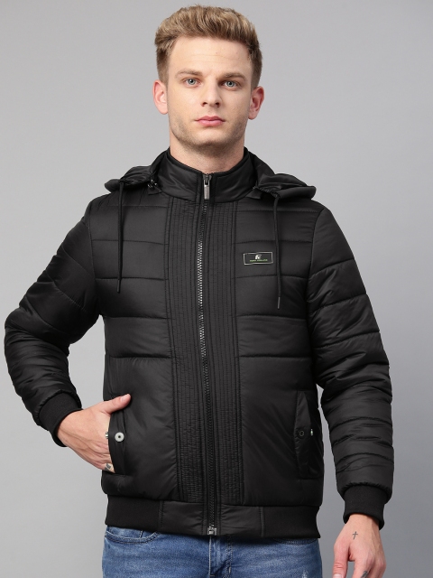 

Fort Collins Men Black Solid Detachable Hood Bomber Jacket