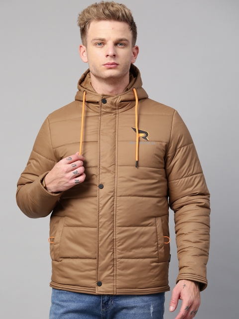 

Fort Collins Men Brown Solid Lightweight Hooded Padded Jacket