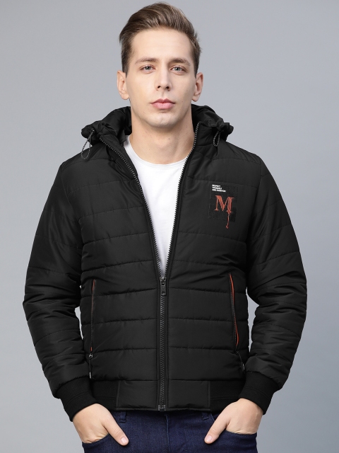 

Fort Collins Men Black Solid Detachable Hooded Bomber Jacket
