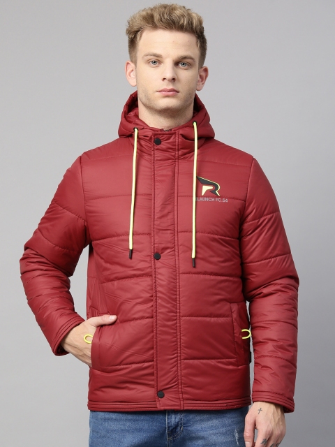 

Fort Collins Men Maroon Solid Lightweight Hooded Padded Jacket