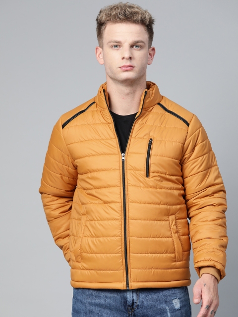 

Fort Collins Men Mustard Brown Solid Lightweight Bomber Jacket