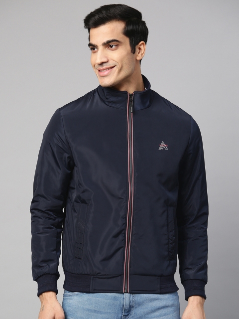 

Fort Collins Men Navy Blue Solid Lightweight Bomber Jacket