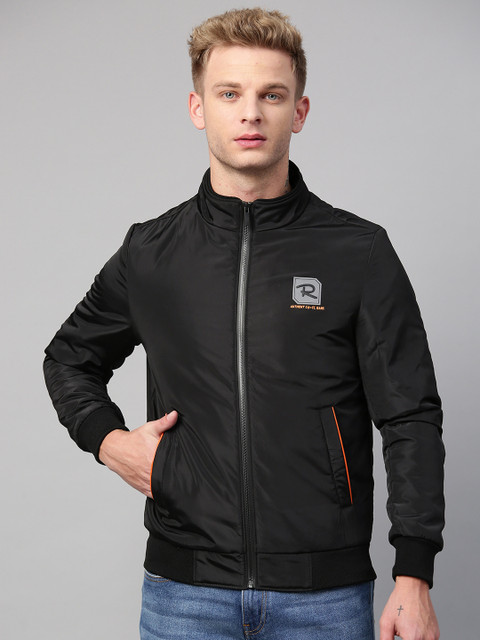 

Fort Collins Men Black Solid Lightweight Bomber Jacket