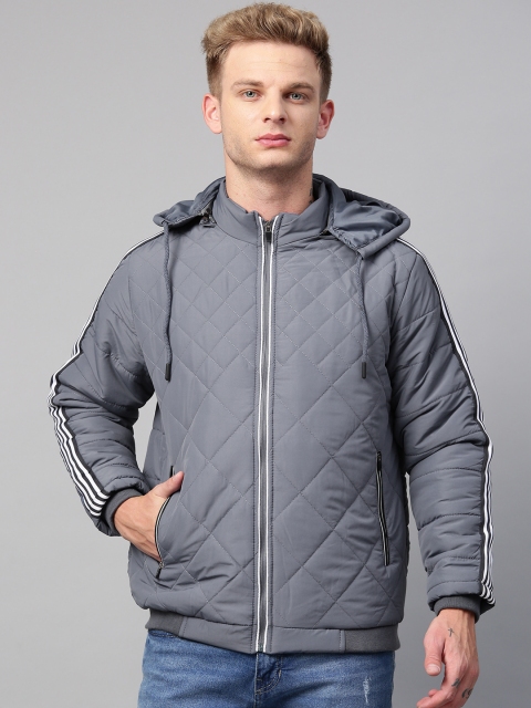 

Fort Collins Men Grey Solid Lightweight Detachable Hood Quilted Jacket
