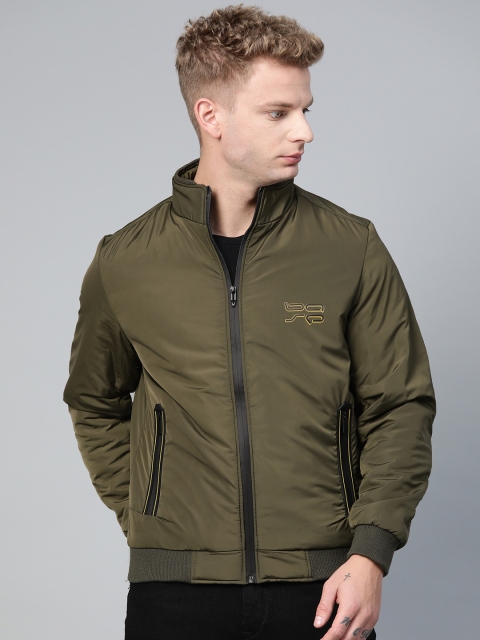 

Foreign Culture By Fort Collins Men Olive Green Solid Bomber Jacket