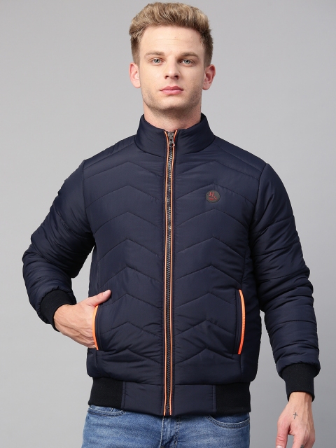 

Foreign Culture By Fort Collins Men Navy Blue Solid Bomber Jacket