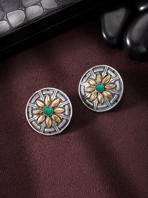 

Peora Silver-Plated & Gold-Toned Oxidised Circular Studs