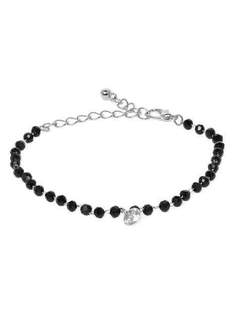 

Peora Women Silver-Plated & Black Adjustable Bracelet