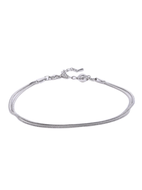 

Peora Silver-Plated Snake Chain Dual-Stranded Adjustable Anklet