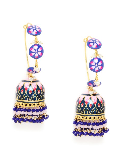 

Peora Multicoloured Enamelled Dome Shaped Jhumkas, Multi