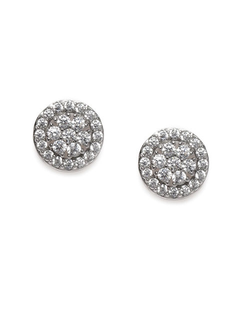

Peora Silver-Toned & White Silver Plated Circular Studs