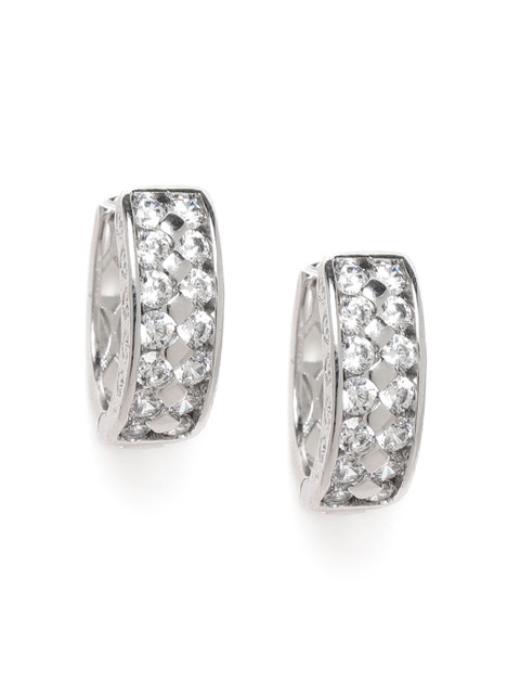 

Peora Silver-Plated Hugs Kisses Cubic Zirconia Circular Hoop Earrings